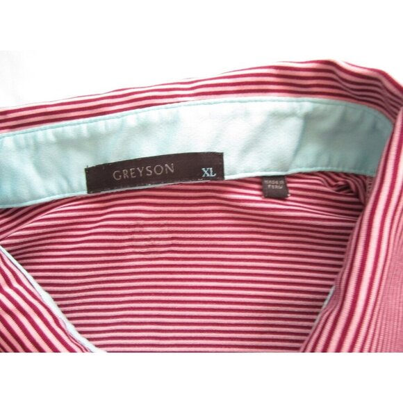 Men's Greyson Stripes Polyester Golf Short Sleeve Shirt Sz XL (MT581) - Picture 6 of 9